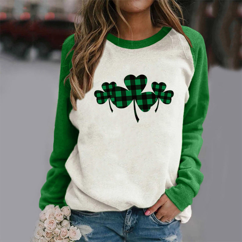 Women's St. Patrick's Shamrock Patch Sleeve Sweatshirt - K - 1 COLOR -