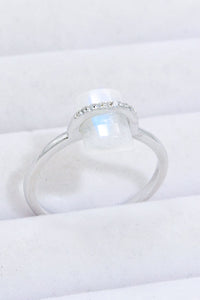 Thumbnail for Natural Moonstone Platinum-Plated Ring - T - SIZES 6 THRU 9 - 3 FINISHES -