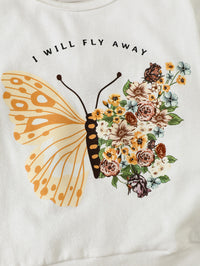 Thumbnail for I Will FLY AWAY Butterfly Graphic Tee and Floral Print Flare Pants set - 2 PCS - T - 1 COLOR --