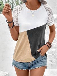 Thumbnail for Color Block Raglan Sleeve Round Neck Tee - T - 4 COLORS -