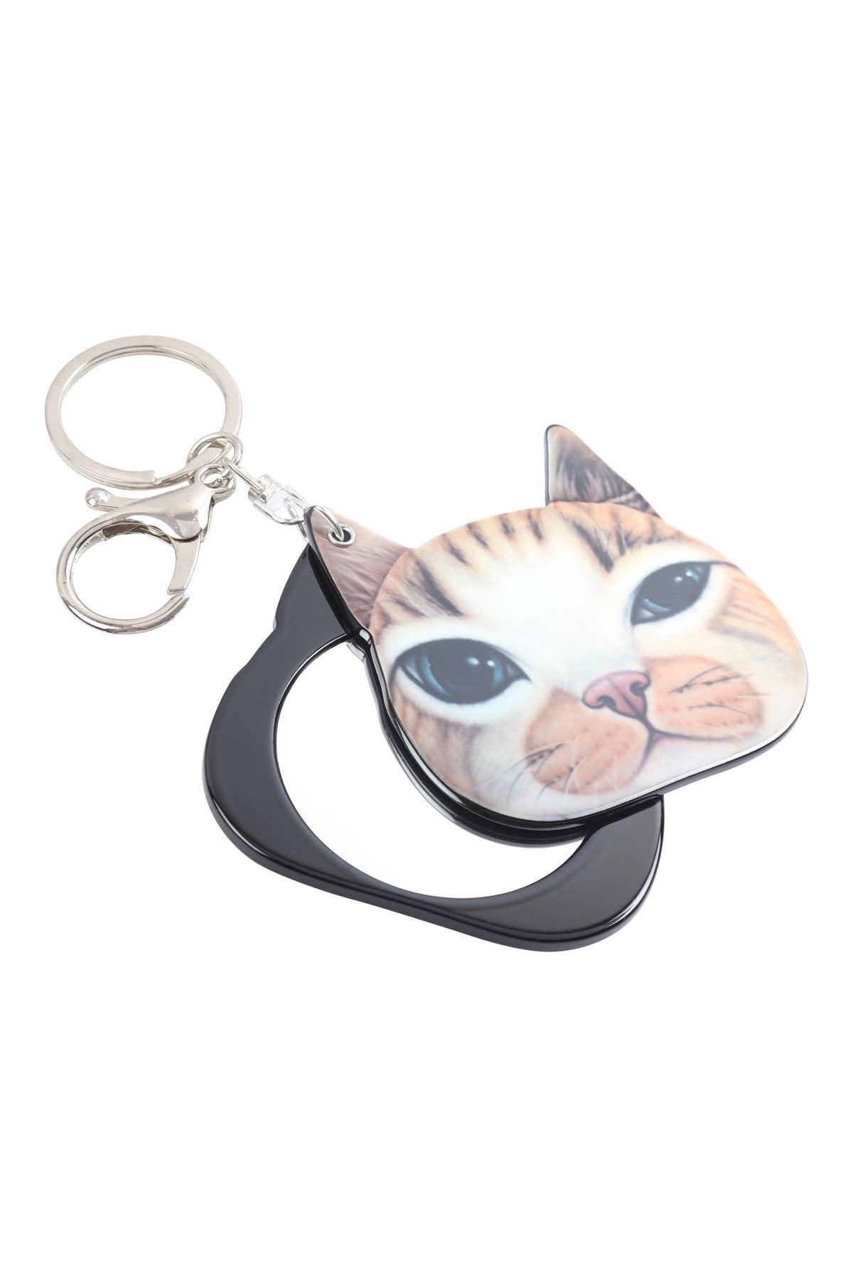 Riah Fashion - Brown Cat With Mirror Keychain -