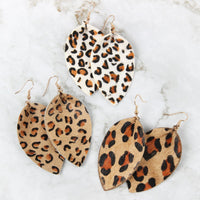 Thumbnail for Riah Fashion - Leopard Leather Drop Earrings - 4 COLORS