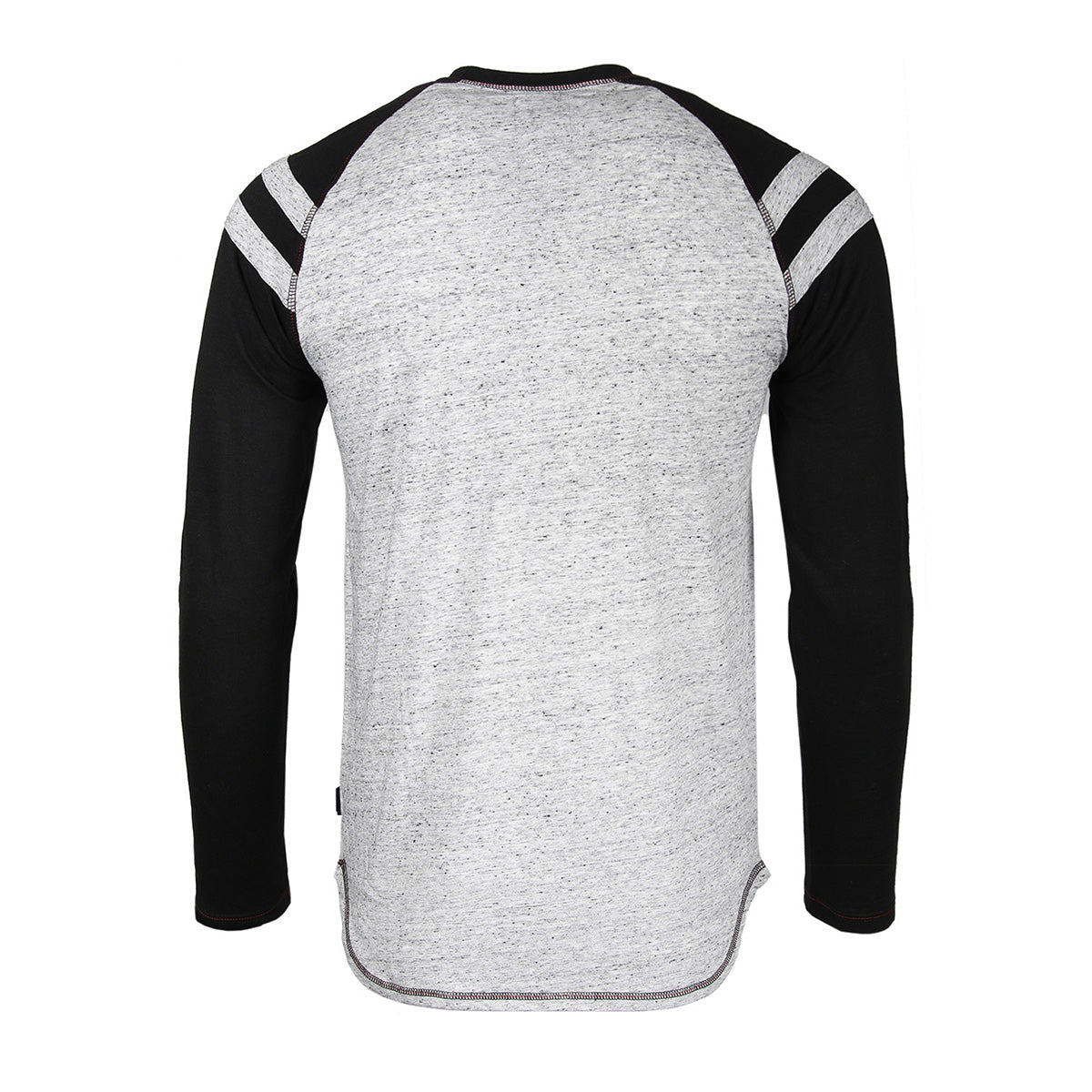 Men's Long Sleeve Athletic Stripes Arm Contrast Raglan Henley - 1 COLOR