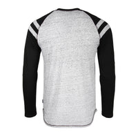 Thumbnail for Men's Long Sleeve Athletic Stripes Arm Contrast Raglan Henley - 1 COLOR