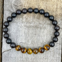 Thumbnail for Grove - Tiger Eye & Ebony Blackwood Mala Beaded Bracelet -