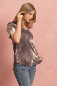 Thumbnail for Riah Fashion - Tie Dye  V-Neck Round Hem Top - 5 COLORS -