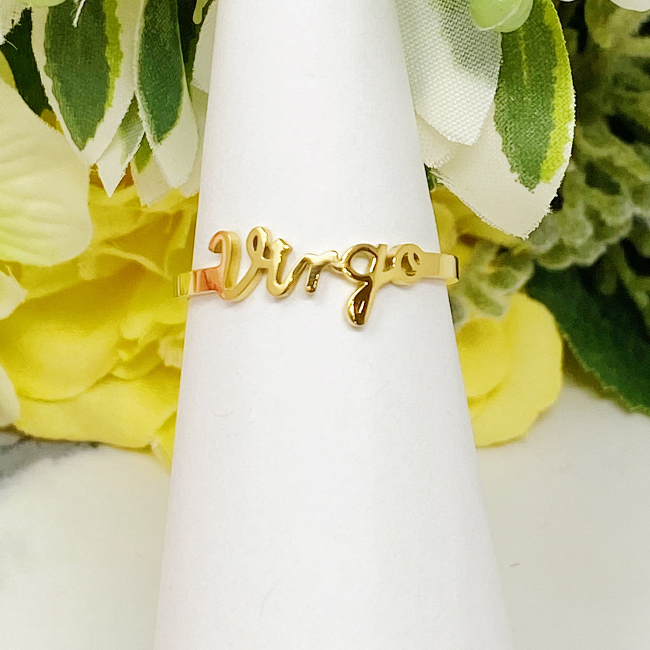 Ellison & Young - Scripted Zodiac Ring - 18K Gold plated - ALL 12 SIGNS / FIND YOURS! -