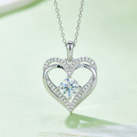 Thumbnail for 1.2 Carat Moissanite 925 Sterling Sliver Heart Necklace