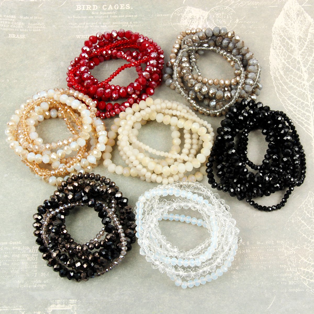 Seven Lines Glass Beads Stretch Bracelet - 22 COLORS