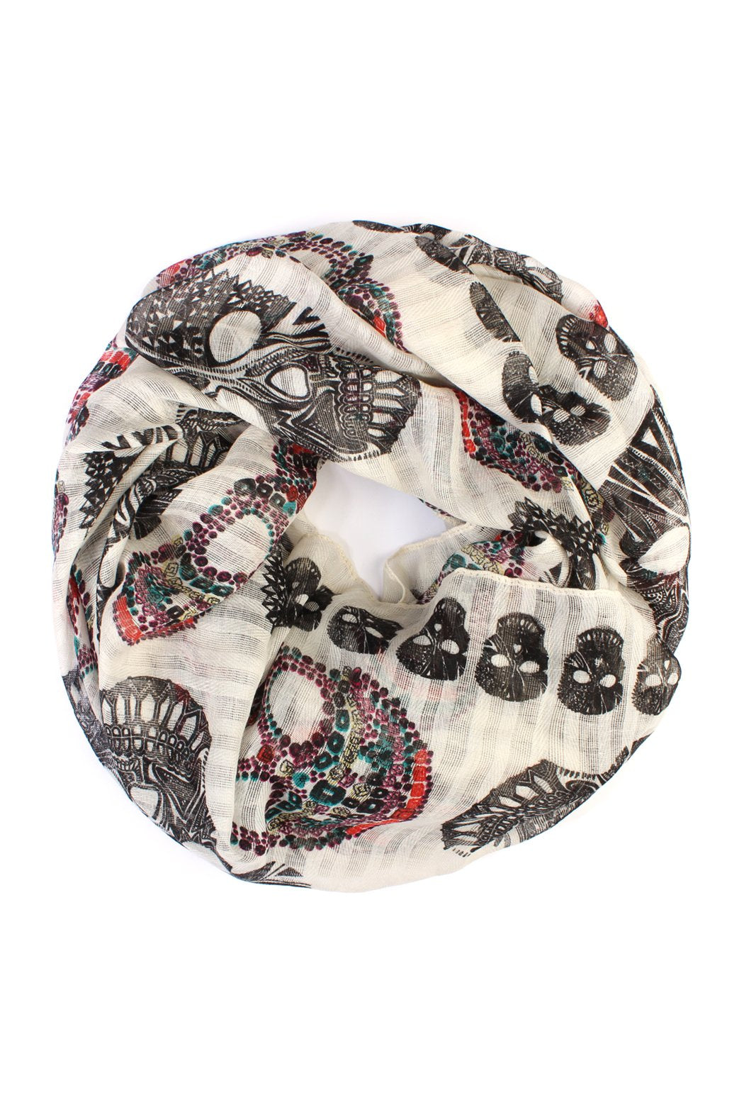 Riah Fashion - Infinity Sugar Skull Scarf - 4 COLORS -