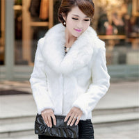 Thumbnail for Sharon Tatem - Women Furry Short Faux Fox Fur Collar Jacket Overcoat - 7 COLORS -