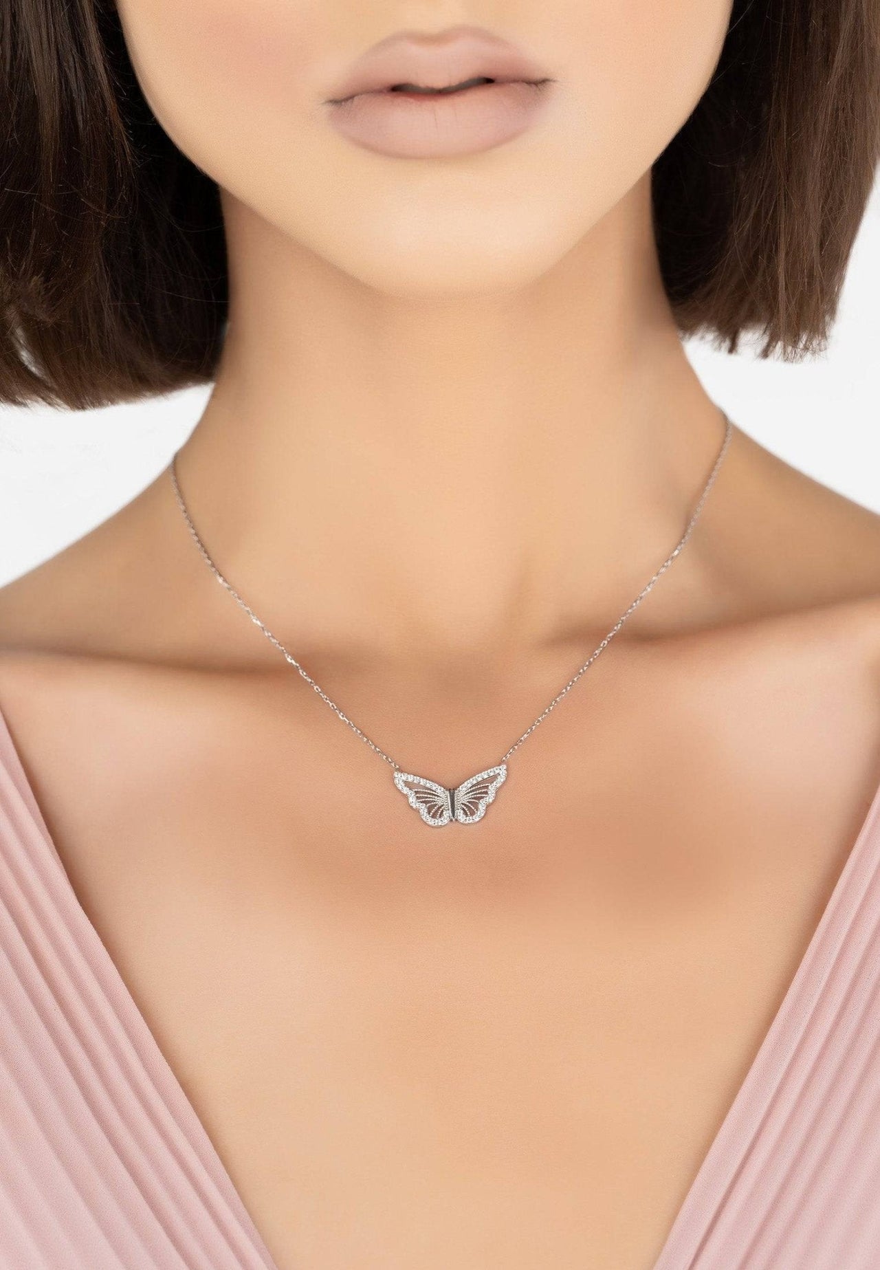 LATELITA - Filigree Butterfly Necklace Silver -