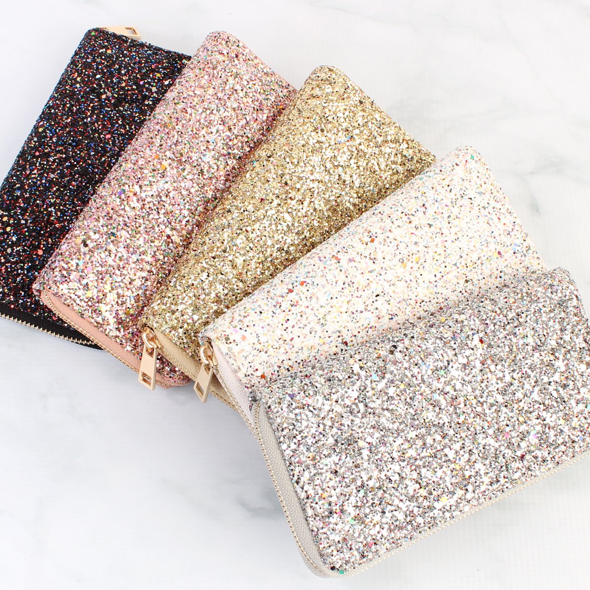 Glitter Zipper Wallet - 8 COLORS -