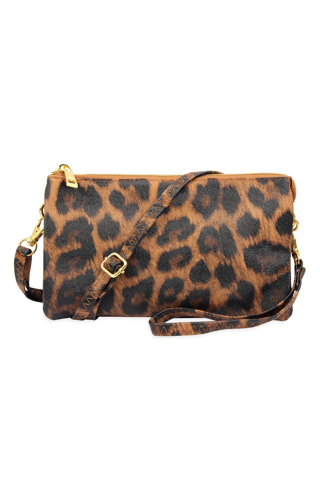 Riah Fashion - Faux Crossbody Wristlet Bag - 5 LEOPARD COLORS -