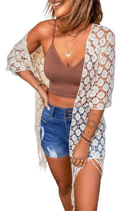 Thumbnail for Women's Floral Crochet Hollow-out Beach Cover-up - K - 1 SIZE FIT - 1 COLOR -