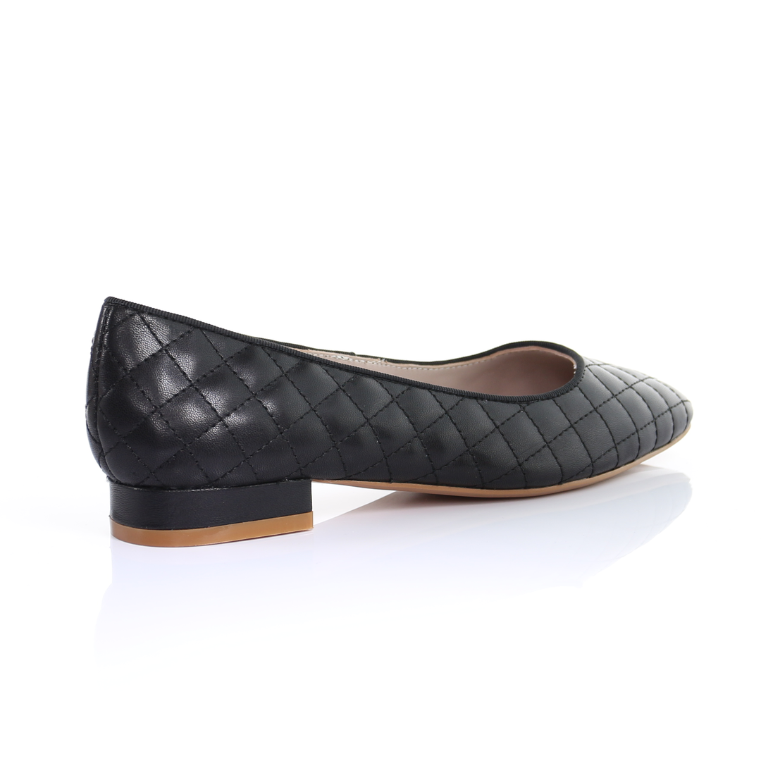 Classic Leather Square Toe Ballerina - (Black)