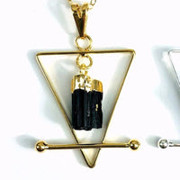 Thumbnail for Whyte Quartz - Black Tourmaline and Quartz With 14K Gold Plated or Silver Metal Pendant Necklace - 2 COLORS -