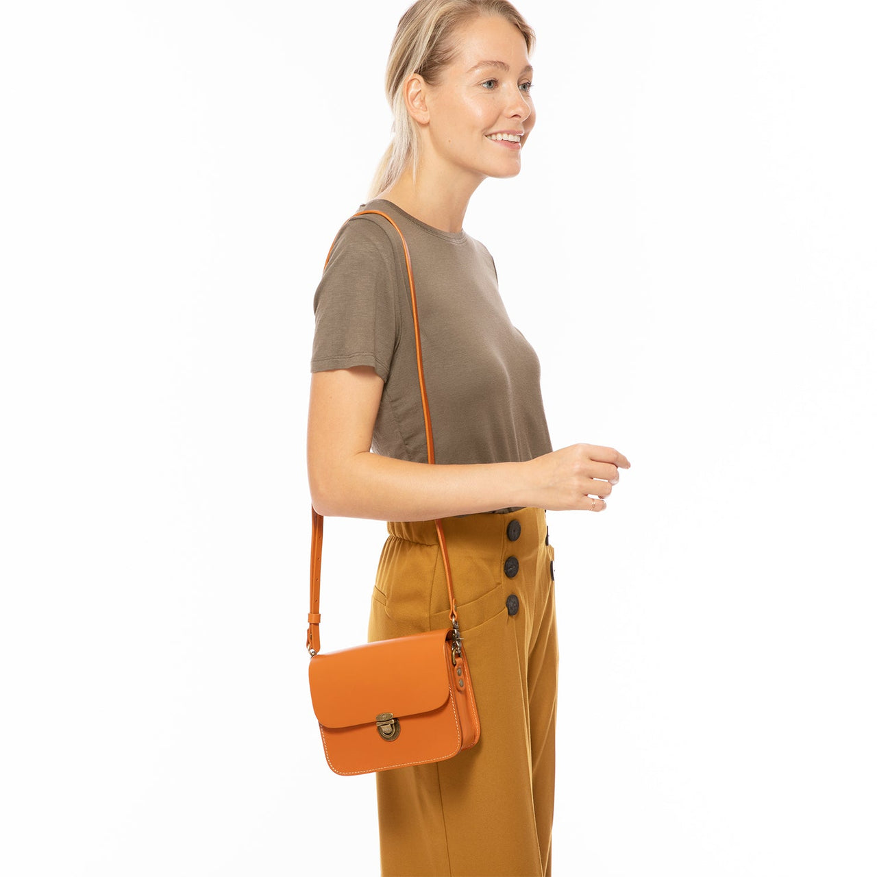 Nanah Light Brown Leather Crossbody Bag -