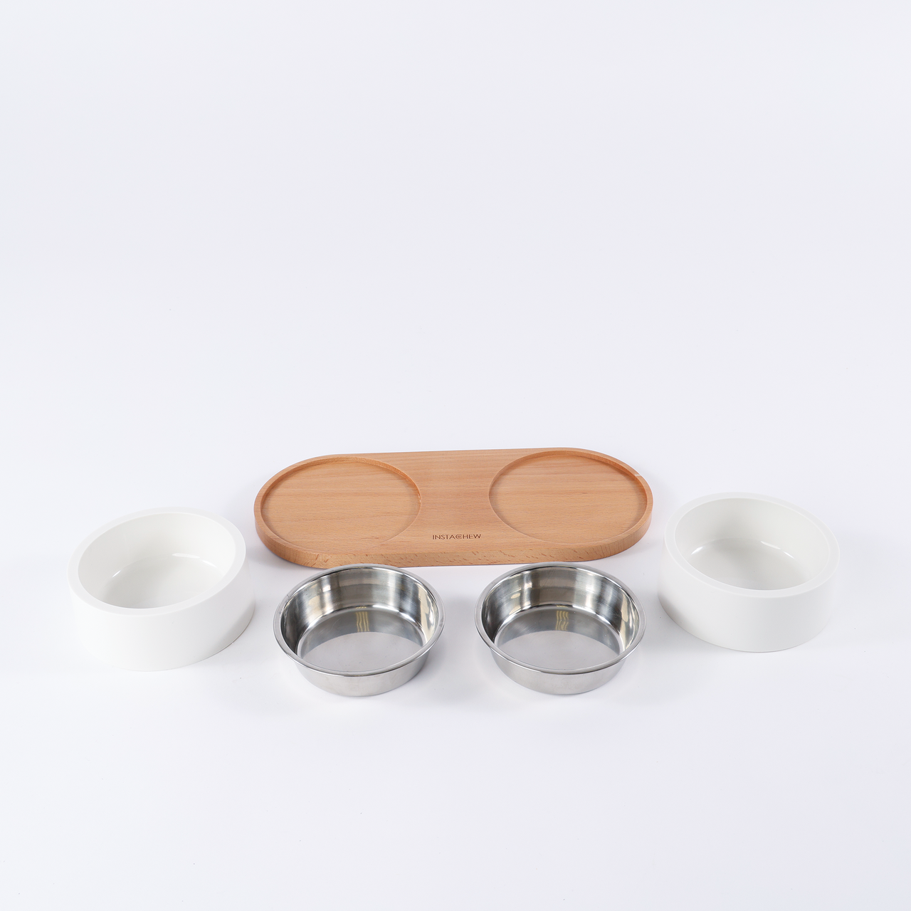 Instachew -  Puresteel Double Pet Bowl, Food Bowl for Cats, Dogs -