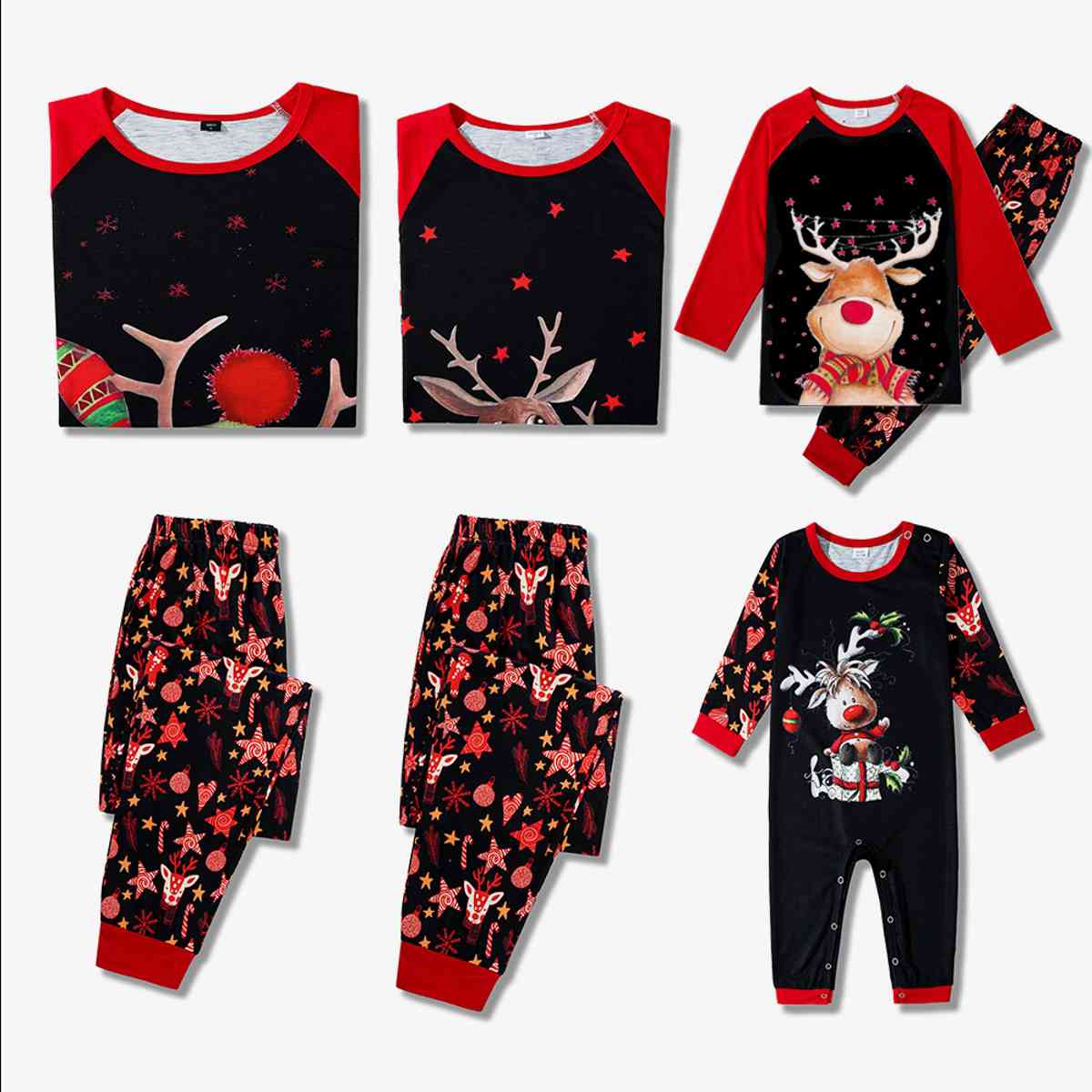 MEN Reindeer Graphic Top and Printed Pants Set - T -