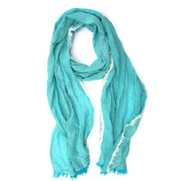 Thumbnail for Red Pomegranate - Turkish Cotton Blend Fringed Hobo Scarf Blue - 1 COLOR -