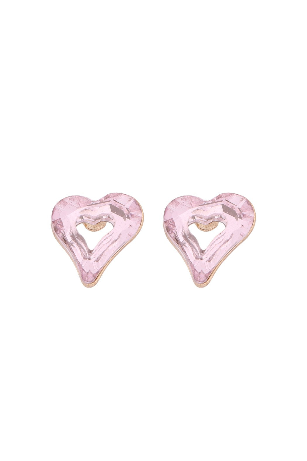 Glass Open Heart Post Stud Earrings - 5 COLORS