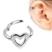 Thumbnail for 316L Stainless Steel Heart Seamless Clicker Ring - Heart Cartilage Piercing -