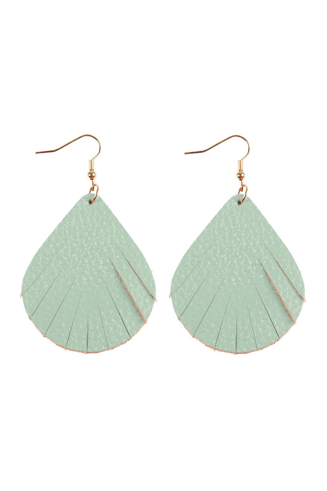 Fringed Pear Shaped Leather Earrings - 10 COLORS