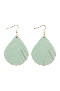 Thumbnail for Fringed Pear Shaped Leather Earrings - 10 COLORS