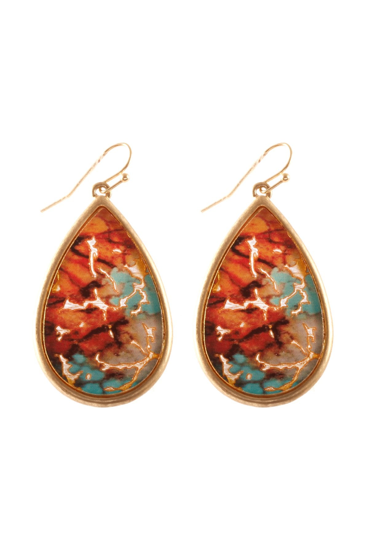 Riah Fashion - Semiwood Flake Hook Teardrop Earrings - 4 COLORS -