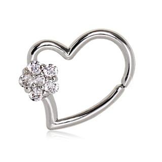 316L Stainless Steel Heart Cartilage Earring With Flower -