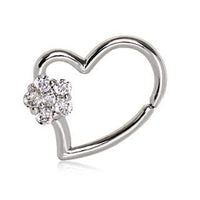 Thumbnail for 316L Stainless Steel Heart Cartilage Earring With Flower -