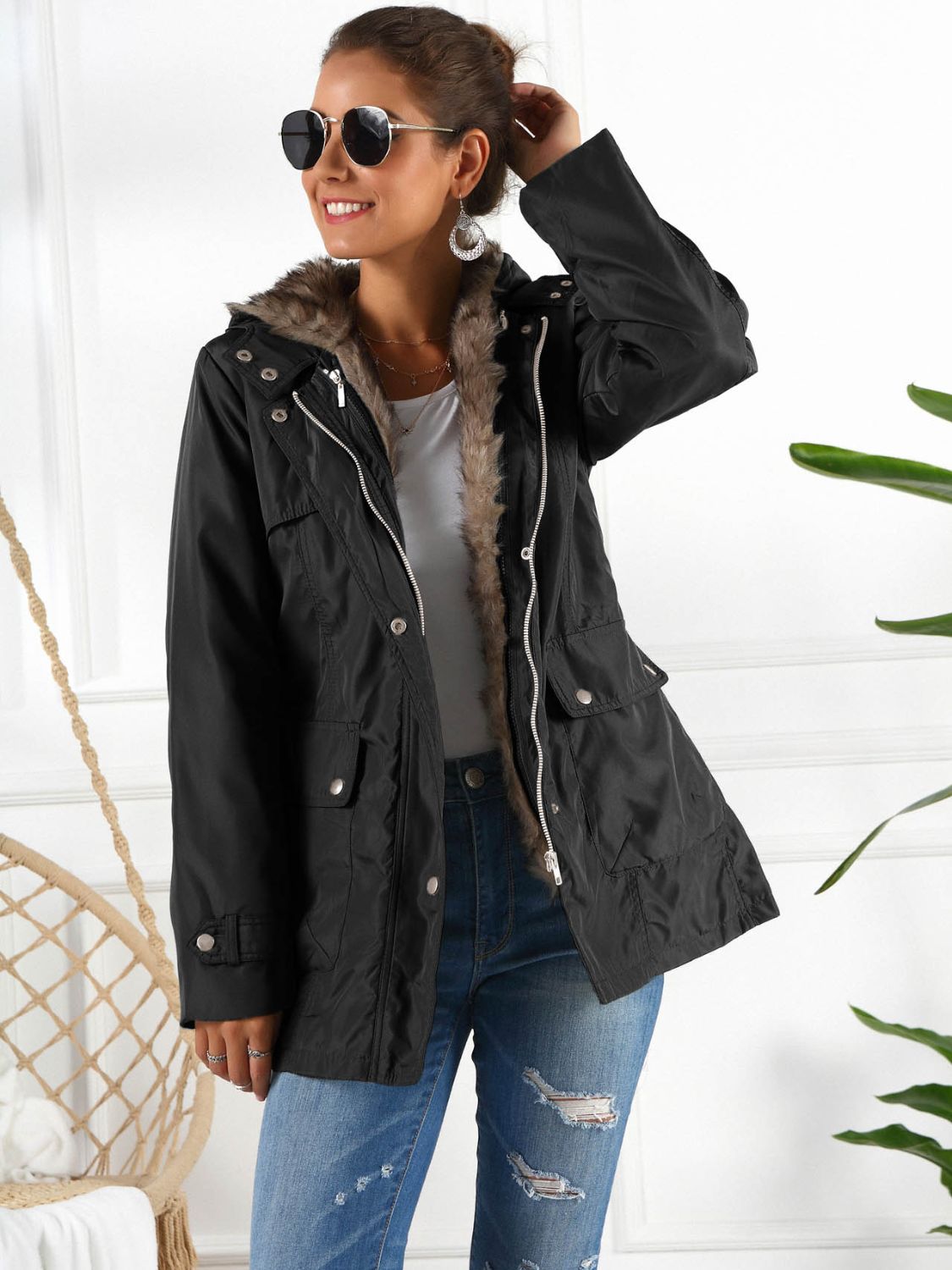 Full Size Hooded Jacket with Detachable Liner (Three-Way Wear) - T - 3 COLORS -