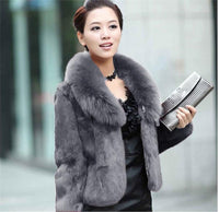 Thumbnail for Sharon Tatem - Women Furry Short Faux Fox Fur Collar Jacket Overcoat - 7 COLORS -