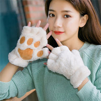 Thumbnail for Plush Cat Paw Claw Gloves - Fingerless Mittens / Gloves - [23 DAY DELIVERY] - 11 COLORS -