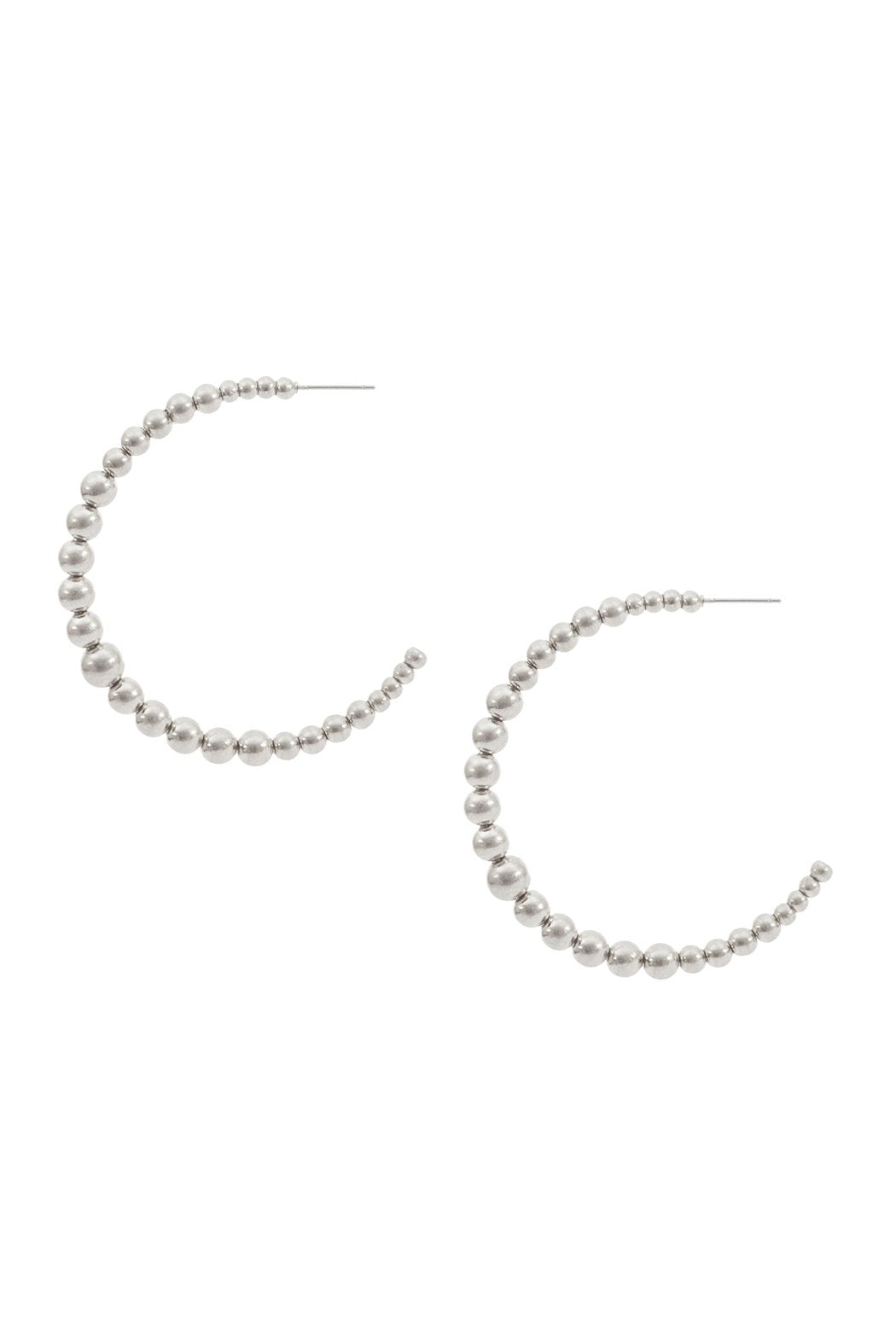 Beaded Hoop Stud Earrings - 3 COLORS -