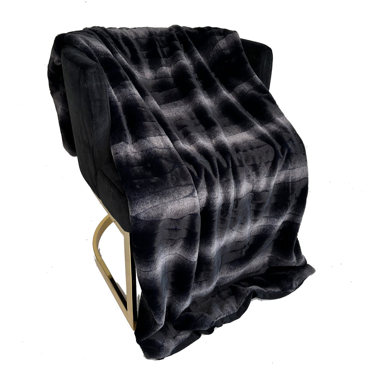 Plutus Black Graphite Furever Faux Fur Luxury Throw Blanket - 14 SIZES -