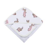 Thumbnail for Newcastle - Powder Pink Bunnies Bamboo Hooded Towel and Washcloth Set - 1 COLOR -