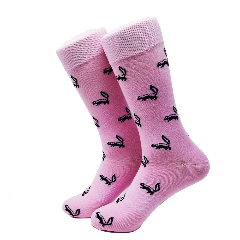 Summer Ties - Skunk Socks - Black on Pink - Men's Mid Calf - 1 COLOR -