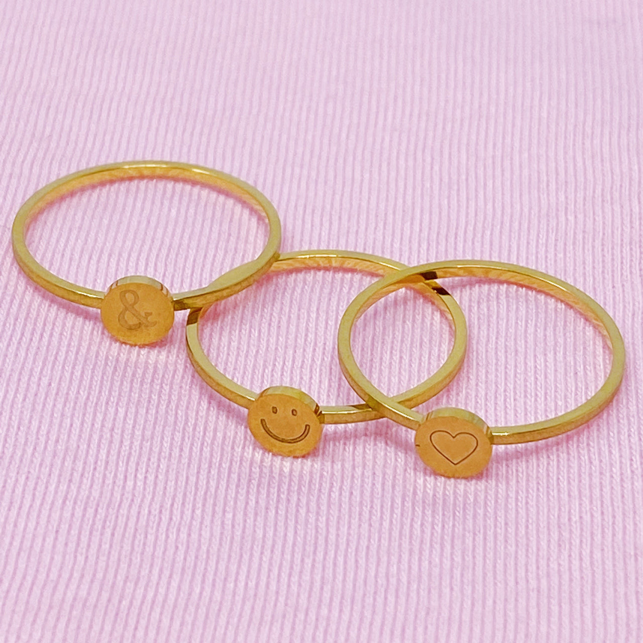 Tiny Disc Stackable Ring - 3 SYMBOLS