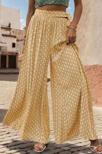 Thumbnail for Printed Tied Wide Leg Pants - T - 3 COLORS -