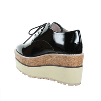 Thumbnail for Double Layer Wedges Enamel Leather Lace Up Shoes