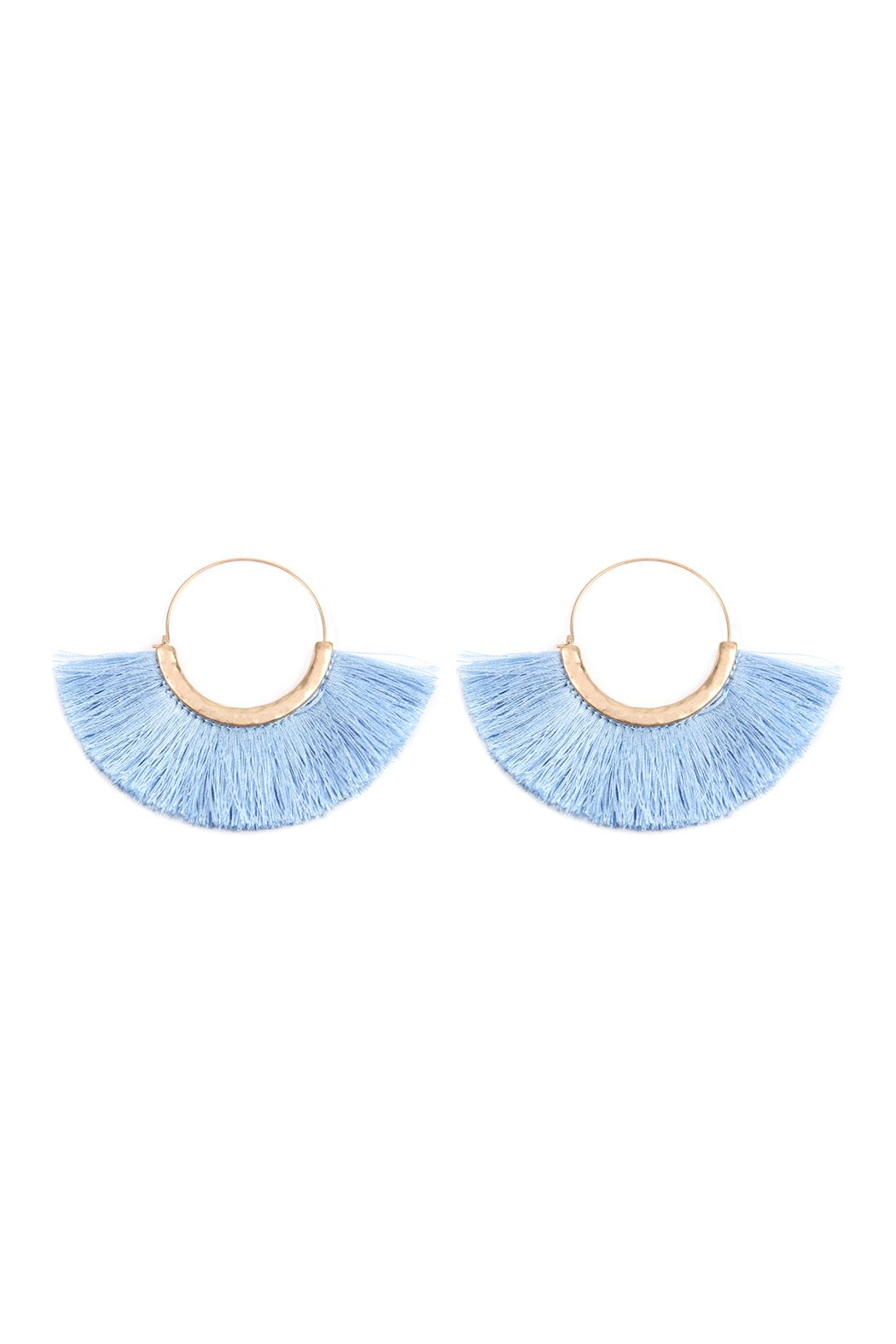 Tassel Fan Hoop Earrings - 15 COLORS -