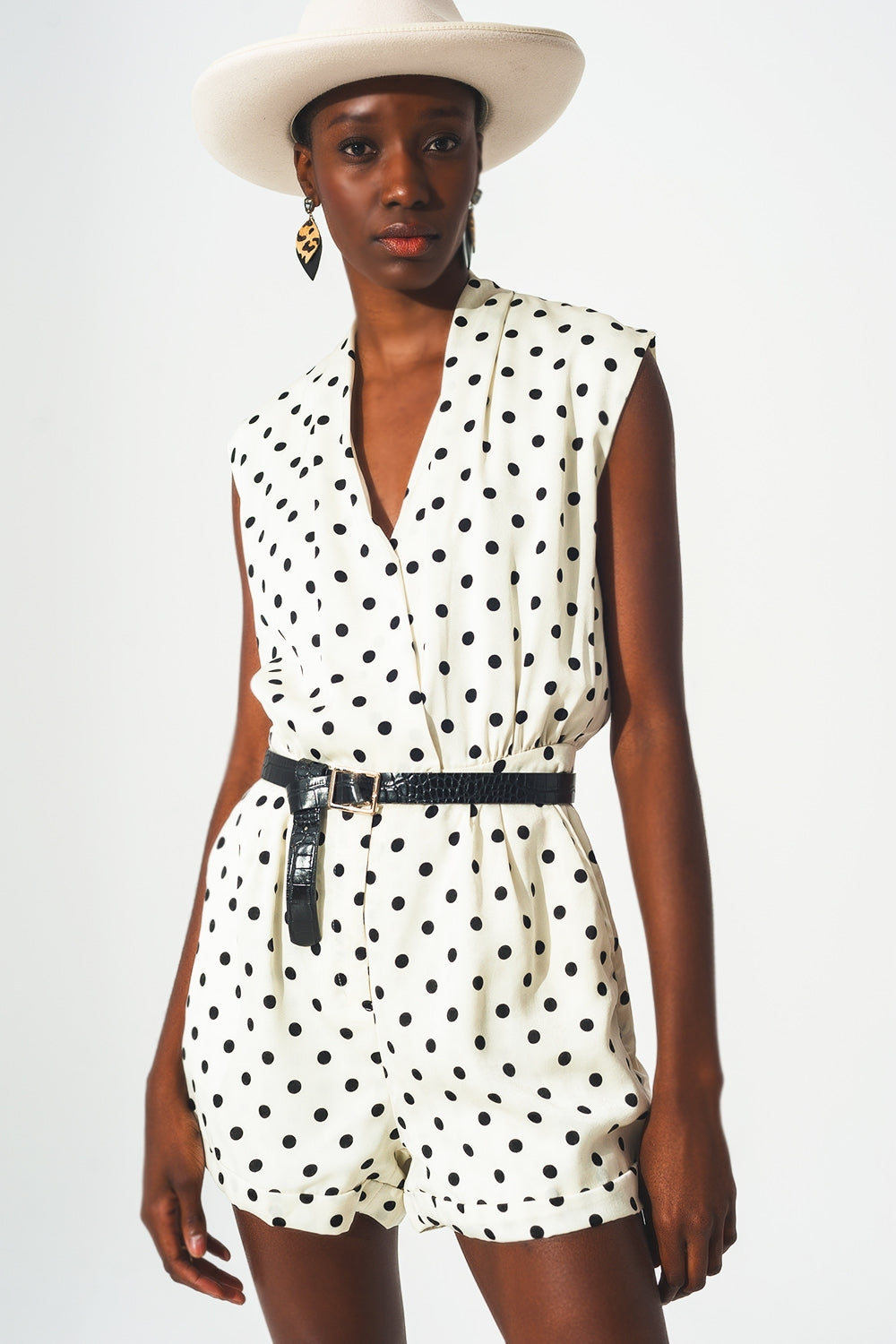 Q2 - Wrap Playsuit in Spot Print - 1 COLOR -