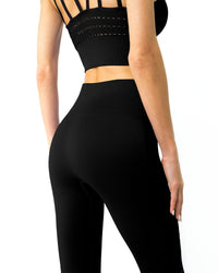 Thumbnail for Savoy - Mesh Seamless Legging With Ribbing Detail - Black - 1 COLOR -