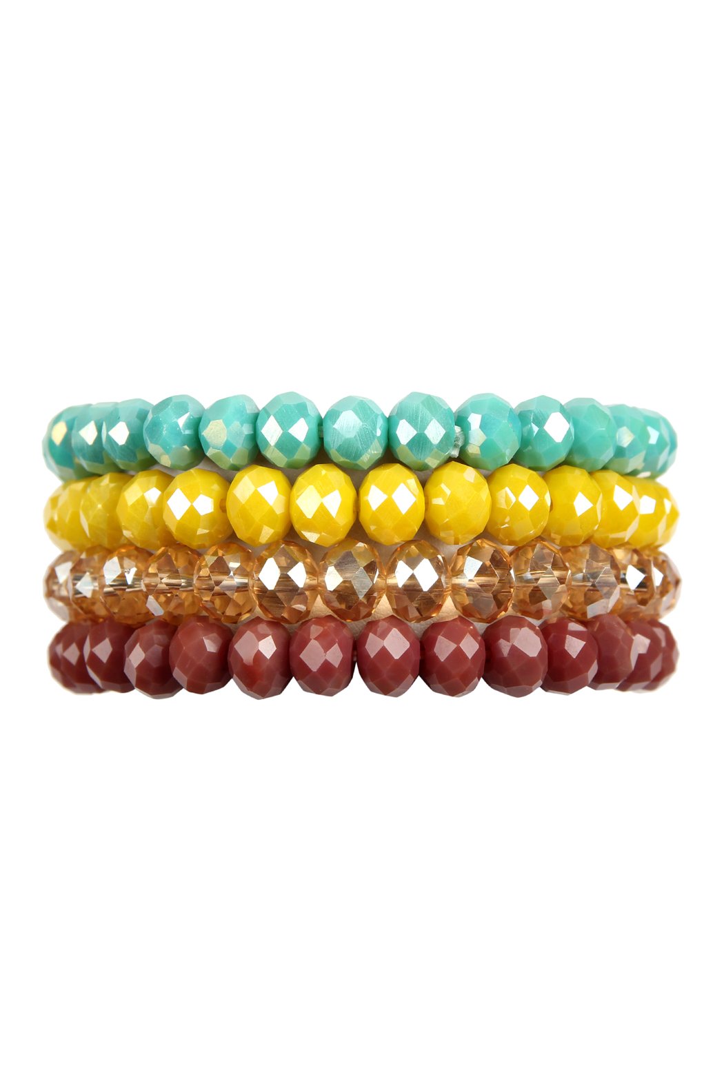 Four-Line Glass Beads Stretch Bracelet - 8 COLORS -