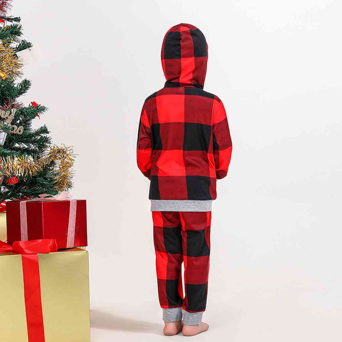 KIDS MINI BEAR Graphic Hoodie and Plaid Pants Set - 2 PCS. - T -