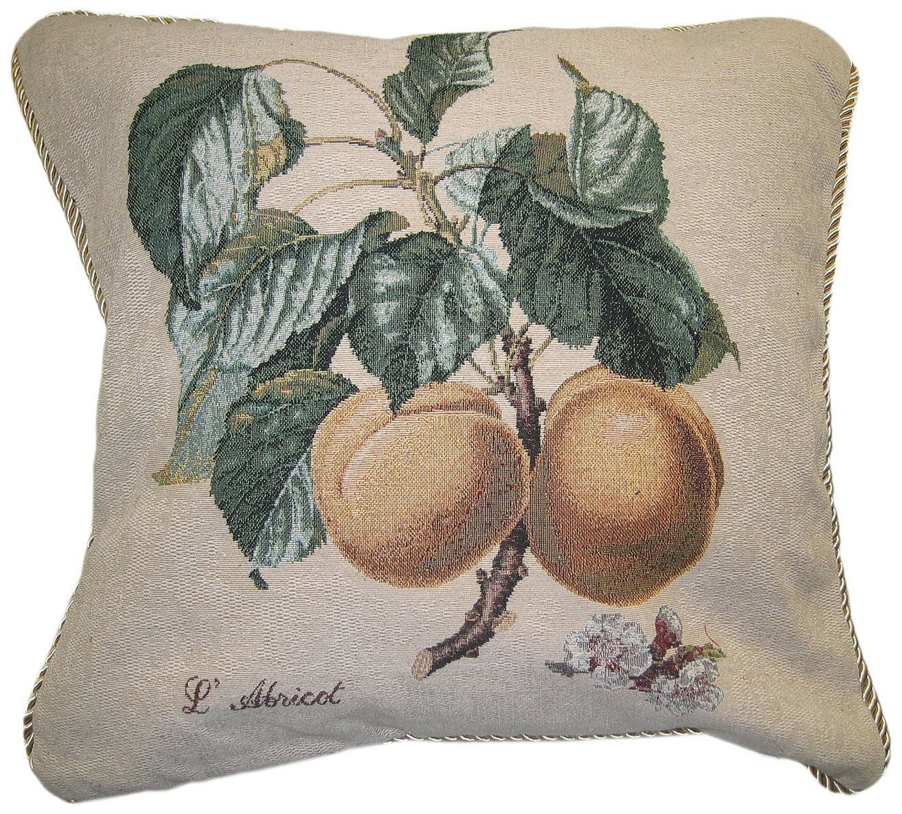 Rackandrefurbished - Apricot Fruit Elegant Novelty Woven Square Accent Cushion Cover Throw Toss Pillow Case -  1-Piece - 18" -