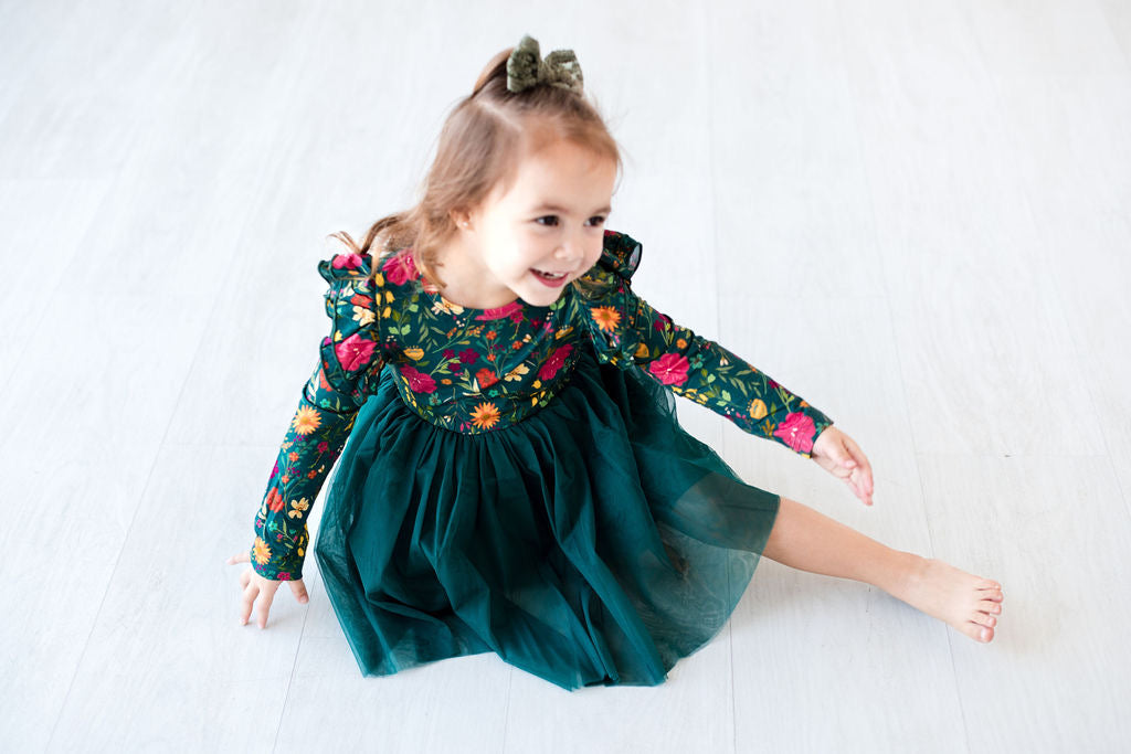 Eclipse Kids - Long Sleeve Tulle Dress - Moody Flowers - SIZES 2T THRU 11/12 -