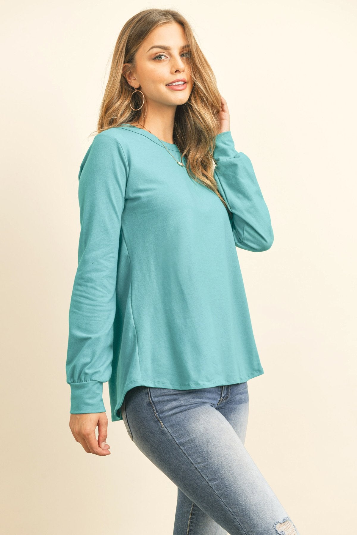 Riah Fashion - Long Sleeve Round Neck Solid Top - 17 COLORS -